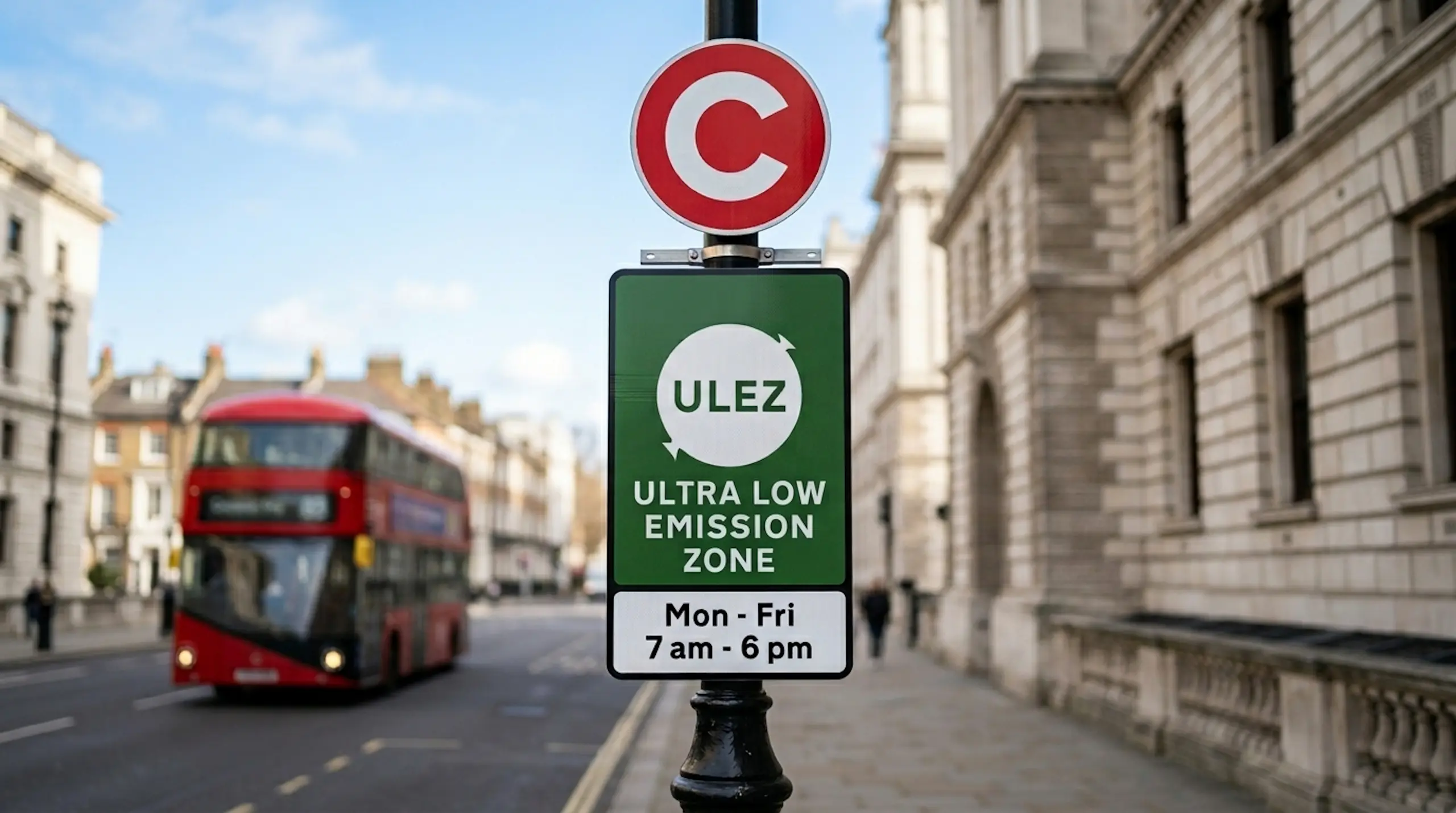 London ULEZ and congestion charge zone sign linked to a £160 TfL penalty charge notice.